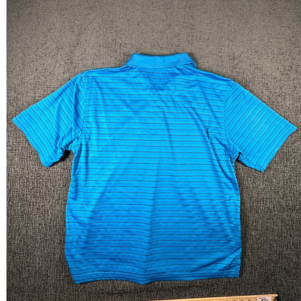 PGA Tour Mens XL Blue Striped Short Sleeve Performance Golf Polo Shirt - Picture 9 of 12